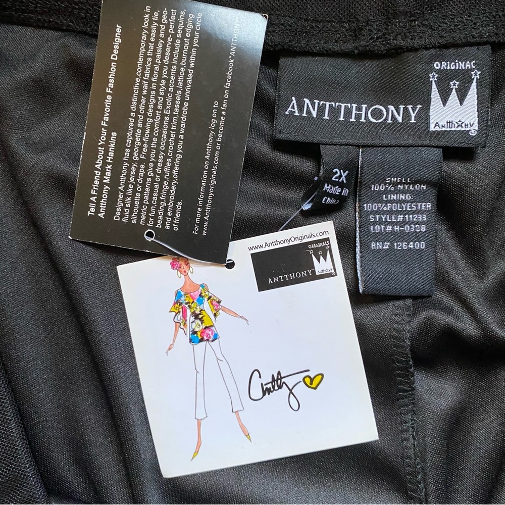 Antthony Originals Pants women’s 2X Elastic Waist wide leg evening RN#126400 NEW